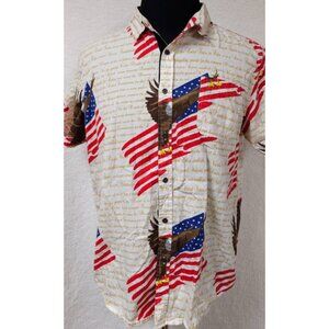CR-24 Bordo Cromato We The People Bald Eagle USA Flag All Over Graphic Shirt "L"